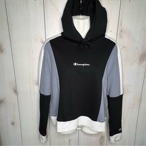 NWT Champion Black Gray White Colorblock Hoodie